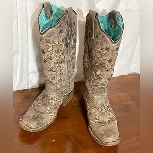 Corral Burlap Square Toe Cowgirl Boots